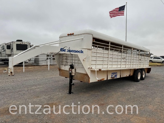 1986 GOOSENECK STOCK TRAILER, 6' X 24', TA, 3