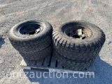 SET OF 4) CHEVY 8 BOLT RIMS & TIRES (OLDER