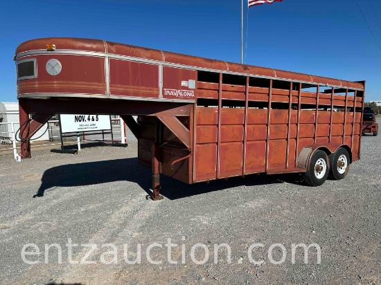 1988 TRAVALONG GN STOCK TRAILER, 7' X 18',
