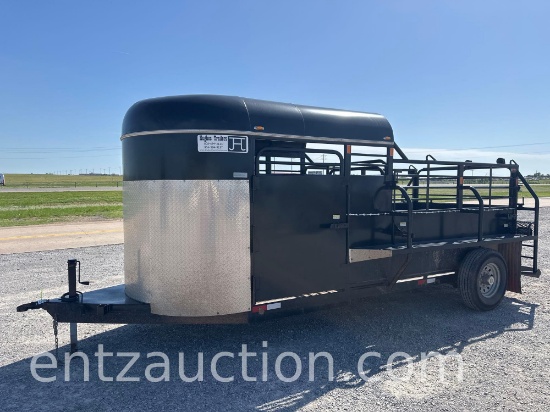2018 HUGHES STOCK TRAILER, 6' X 16', BP, HALF
