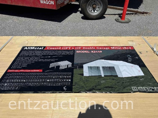 ALL METAL 22' X 23' DOUBLE GARAGE METAL SHED
