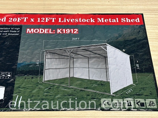 ALL METAL 12' X 20' LIVESTOCK STEEL SHED