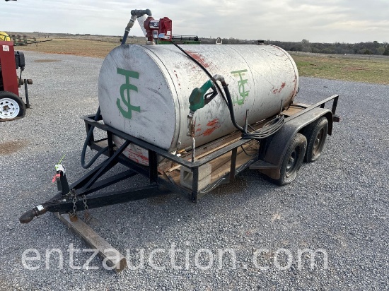 UTILITY TRAILER W/ 500 GAL. FUEL TANK, 60" X 12',
