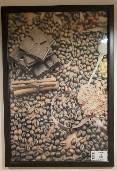 Large Wall Food Print Of Chocolate And Coffee Beans W/Cinnamon