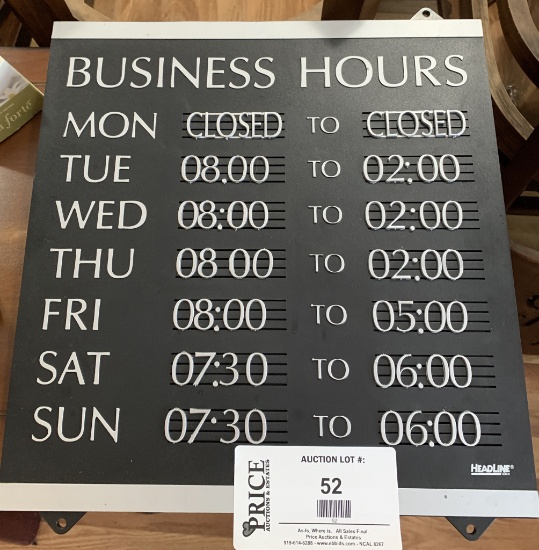 Headline Business Hours Sign