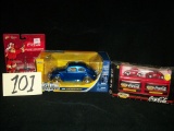 Lot of Coca Cola Ornaments and Matchbox 62 Collectables and 1959 Volkswagen Beetle by Jada