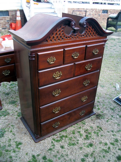 Lot 31: Two Piece Chippendale Style Highboy By Bassett - Marked