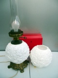 Lot 32: Beautiful Milk Glass Double Top/Bottom Electric Lamp