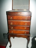 Lot 70: Fabulous Jewelry Box With Stand.  Cabriolet Legs With Straight Feet.   Used As A Silver Box,