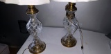 Lot 82: Set Of Two Crystal Diamond Cut Lamps