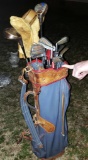 Lot 89: Gold Bag With Mixed Bag Of Golf Clubs - Vintage Golf Bag 60'S 70'S