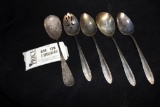 Lot 120: Five Sterling Silver Spoons.  One Is A Serving Spoon But Is Not Of The Same Pattern As The