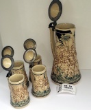 Lot 144: Beer Steins And Pitcher - Made In Germany.