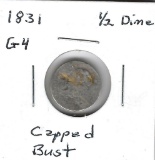 Lot 226: 1831 Capped Bust 1/2 Dime - P2 - Nice For Her Age. Cleaned