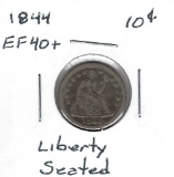 Lot 228: 1844 Liberty Seated Dime - Vf30+