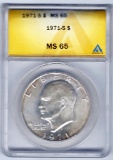 Lot 238: 1971-S Eisenhour Dollar - Ms 65 - Slabbed - 40% Silver
