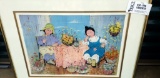 Two Women Sitting At The Table Lithograph Signed By Barrett