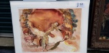 Animals Around The Watering Hole In The Sahara. Beautiful Watercolor. Artist Unknown