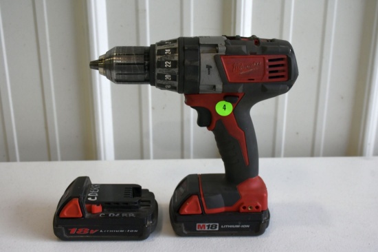 Milwaukee 18Volt Hammer Drill, Working Condition With Extra Battery, Tested