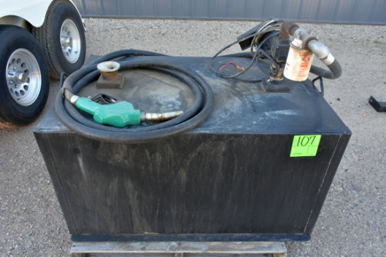 200 Gallon Fuel Tank with Fil-Right 12Volt Pump, 48"x30"x24", Came out of large shop truck fits in c