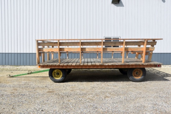Flatbed Parade Wagon, 10’x16’, Seats, On John Deere 10 Ton Running Gear