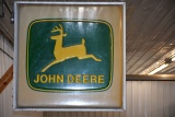 Lighted John Deere Dealer Sign, Works, Plastic Inserts