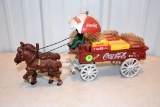 Cast Iron Reproduction Coca Cola Horse and Wagon, No Box