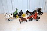 3- Cast Iron Horse and Wagons, Reproductions, No Boxes