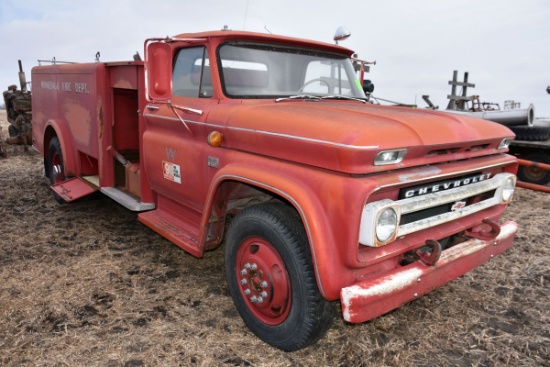 1965 Chevy 60 Fire Truck, 396 V8 Gas, 8,215 Miles Showing, 4x2 Speed, NO TITLE OR REGISTRATION