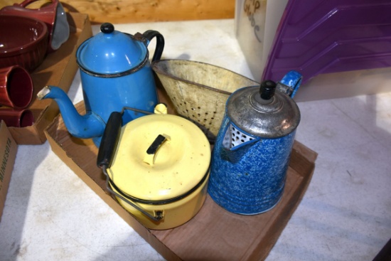 3 Pieces Of Enamel Ware