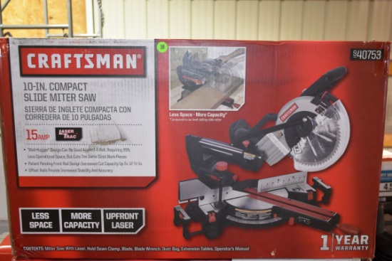 Craftsman 10'' Compact Slide Miter Saw, With Laser Trac, New In Box