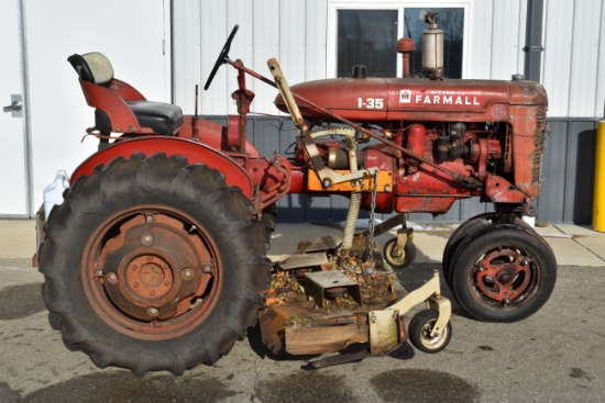 Farmall B Tractor, Rear Wheel Weights, With Woods 59" Belly Mower, 11.2x24 Tires, SN: FAB69216