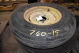 Used 7.6x15 Tire On 5 Bolt Rim