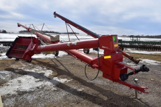 Buhler Farm King 10”x50’ Swing Hopper Grain Auger, Hyd. Lift, PTO