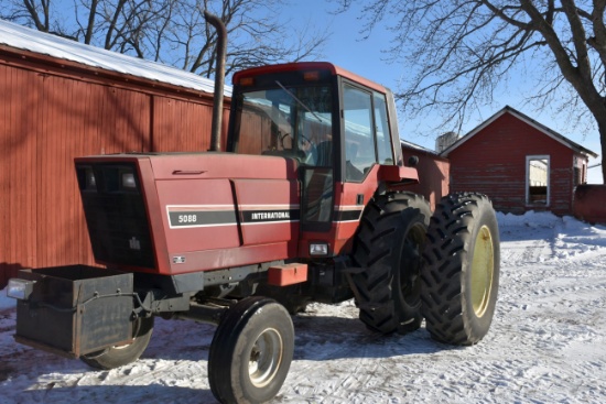IHC 5088 2WD Tractor, Cab, Air, 7443 Hours, 18.4R38 Duals At 70%, 3pt., 540/1000PTO, 3 Hydraulics, 2