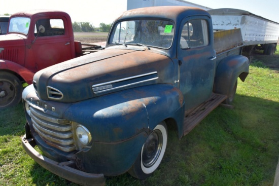 1949/50 Ford F1 Pickup, Blue, Flathead V8, Motor Turns Over, 3 Speed On The Floor, No Title