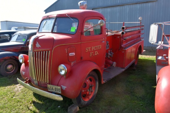 1941 Ford Cab Over Fire Truck, St. Peter, 95 HP Engine, Will Run, Has Pump and Fire Body, Family Has