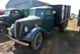 1937 Ford 1 1/2 Ton Truck, Flathead V8, No Hoist, Runs Good, Plate 616-912, Has Grain Box, Former Ne