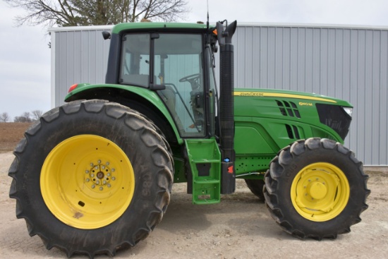 2015 John Deere 6140M MFWD Tractor, Cab, 168 Actual One Owner Hours, Left Hand Reverser, 460/85R 38