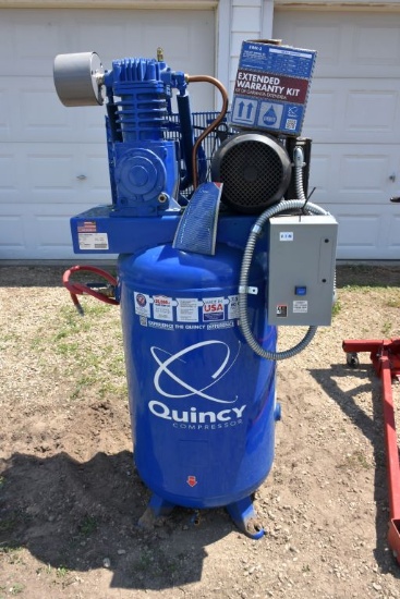 Quincy 80 Gallon, 7.5HP, 2 Stage Air Compressor, 22.6 CFM At 175 PSI, Single Phase Electric Motor