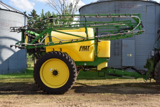 2009 Fast Model 9613 Pull-Type Crop Sprayer, 1350 Gallon Tank, 90’ 3 Section Booms, 20” Spacings, Ra