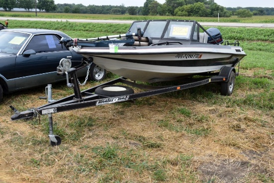 1988 Stratos Boat, 17', Evinrude XP100  Outboard Motor, Runs, on a 1988 Stratos  Trailer