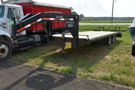 2002 Cornpro Trailer, gooseneck trailer, 20"  bed with 5' beaver tail, 102" wide, ramps,  tandem axl