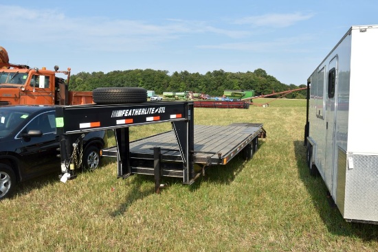 2000 Featherlite Gooseneck Trailer, Tandem  Axle, 24', 19' bed with  5' beaver tail,  ramps, wood fl