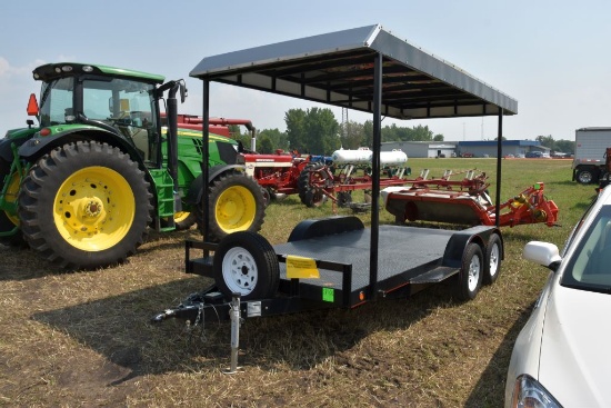 2013 Custom Flatbed Trailer, 6' x 14' Tandem  Axle, Brakes, Canopy