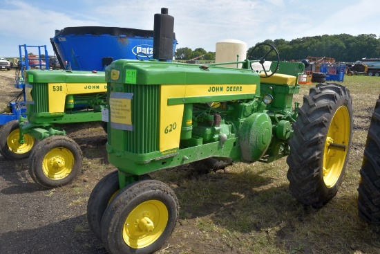 John Deere 620 Gas, Restored, N/F, 13.6 x 38  New Tires, Power Steering, Rock Shafts, PTO,  1 Hydrau