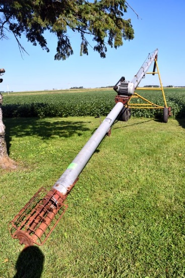 Hutchinson 6253SC 6"x53' Grain Auger, 7.5 HP, 3 Phase Electric Motor Drive, 4 Wheel Transport