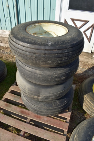 (4) 9.5Lx15 Implement Tires On 6 Bolt Rims, All For One Money