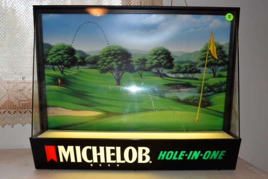 Michelob Hole In One Lighted Sign, Works, 20''x16''