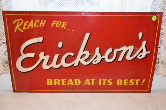 Ericksons "Bread At Its Best" Tin Sign, 28''x16''